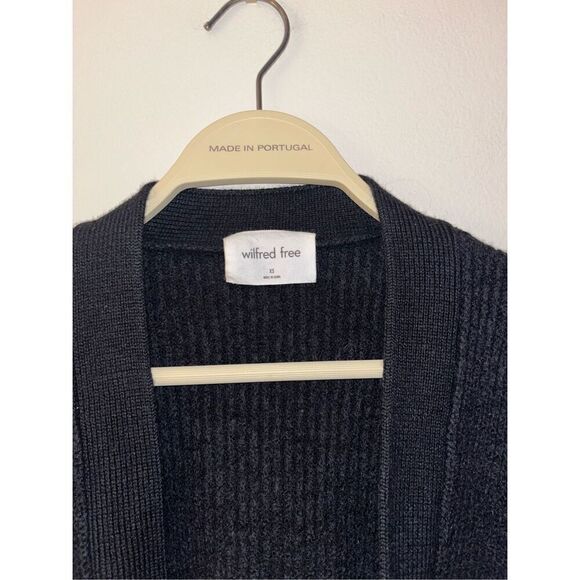 Wilfred Free Aritzia Black Merino Wool Grandpa Cardigan Pockets XS - Picture 2 of 4